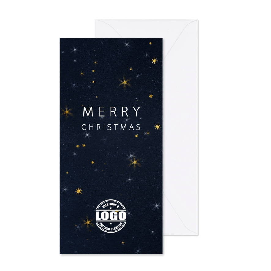 Zakelijke kerstkaart met logo sterren en sneeuw - Kaartimpressie