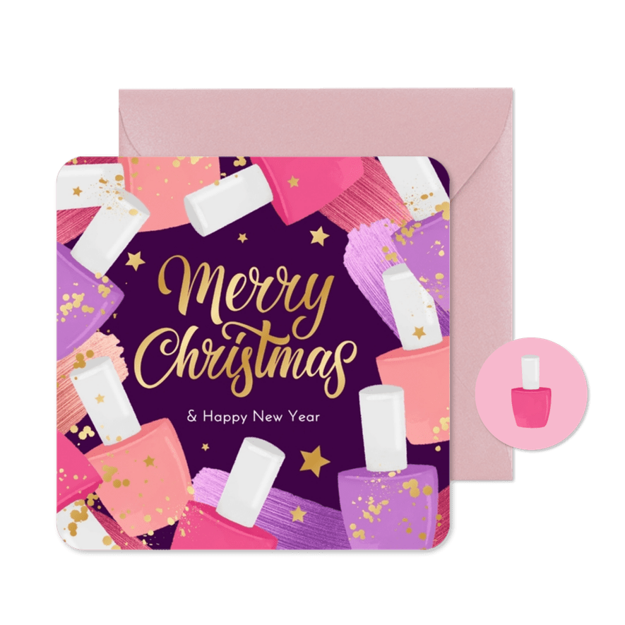 Zakelijke kerstkaart nagelstudio manicure hip goud nagellak - Kaartimpressie