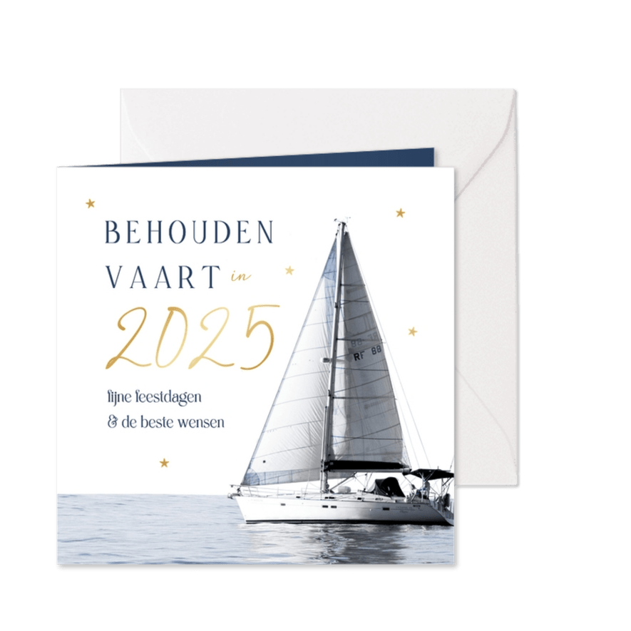 Zakelijke kerstkaart nautisch behouden vaart 2025 goud - Kaartimpressie