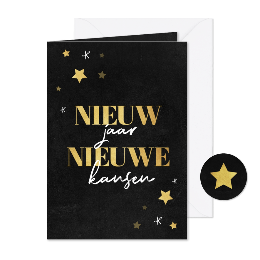 Zakelijke kerstkaart nieuw jaar nieuwe kansen goud sterren - Kaartimpressie