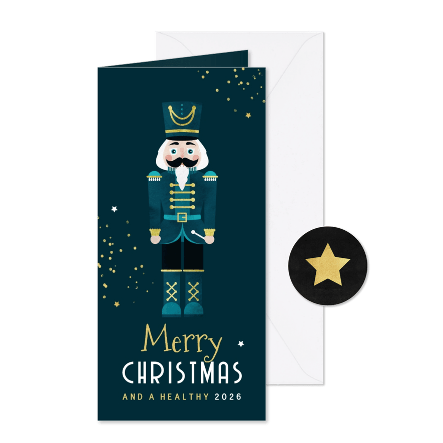 Zakelijke kerstkaart notenkraker nutcracker merry christmas - Kaartimpressie