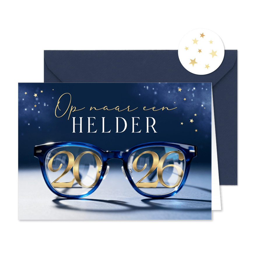 Zakelijke kerstkaart opticien bril kerst nieuwjaar 2026 - Kaartimpressie