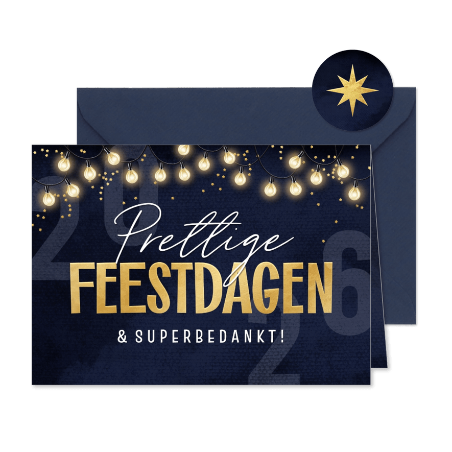 Zakelijke kerstkaart prettige feestdagen confetti bedankt - Kaartimpressie