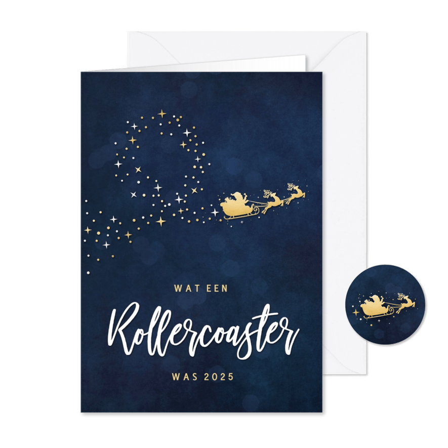 Zakelijke kerstkaart - rollercoaster jaar 2025 - Kaartimpressie