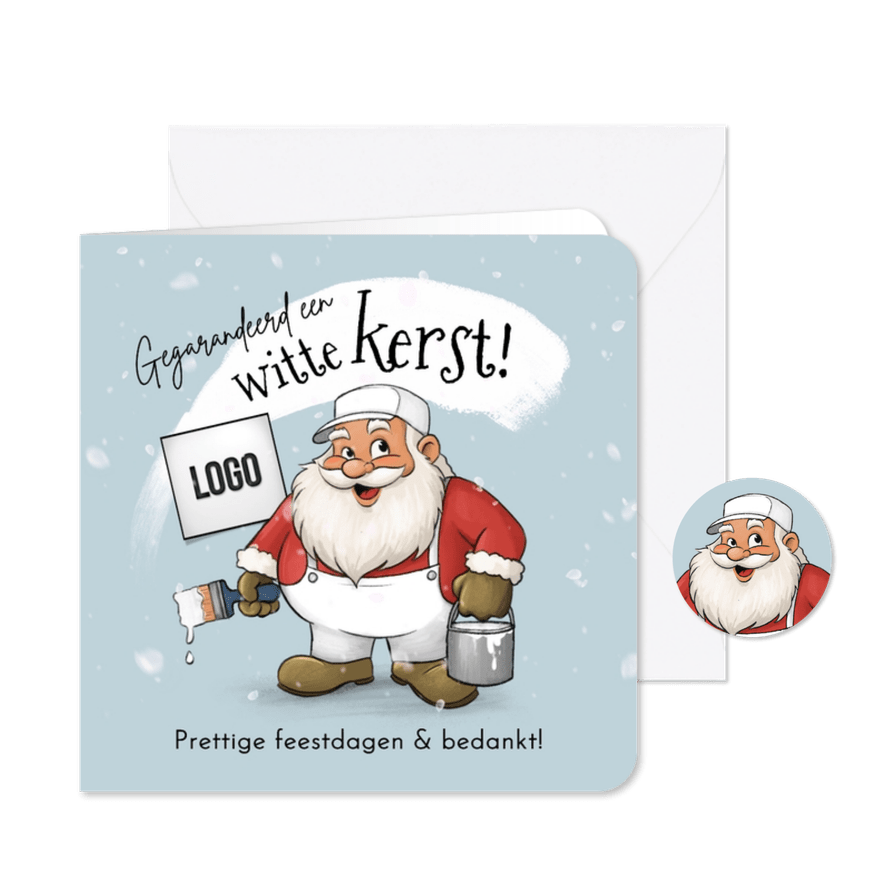 Zakelijke kerstkaart schilder grappig kerstman witte kerst - Kaartimpressie
