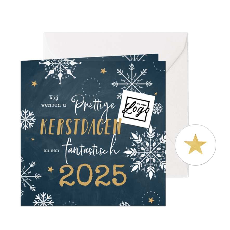 Zakelijke kerstkaart sneeuwvlokjes hip 2025 - Kaartimpressie