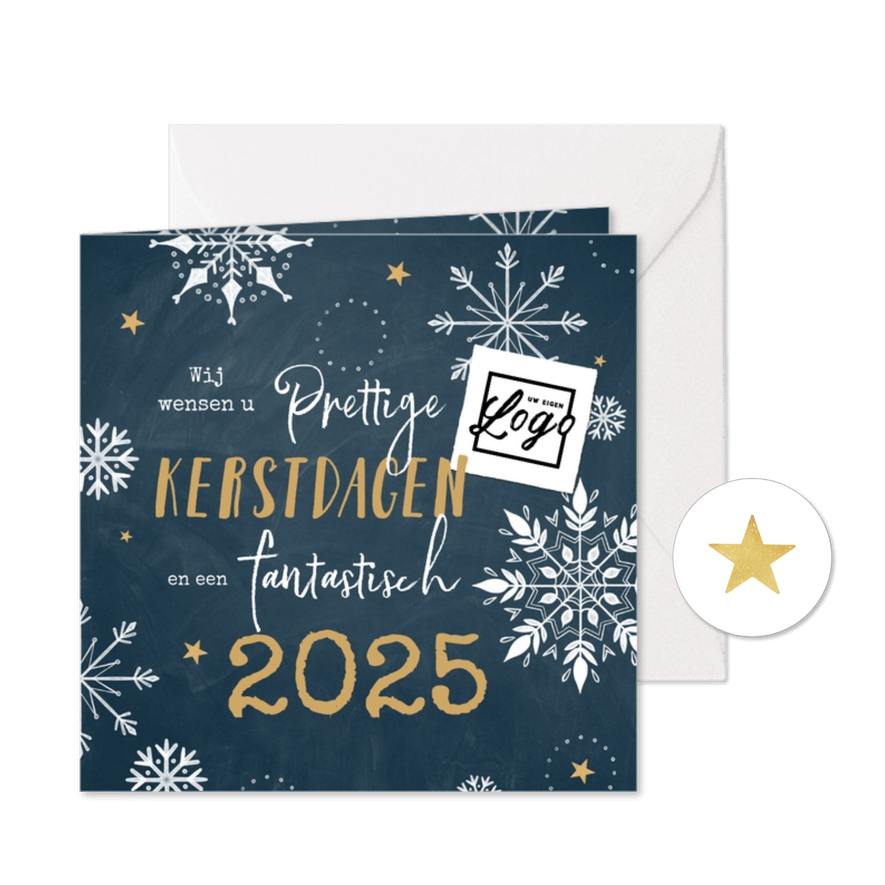 Zakelijke kerstkaart sneeuwvlokjes hip 2025 - Kaartimpressie