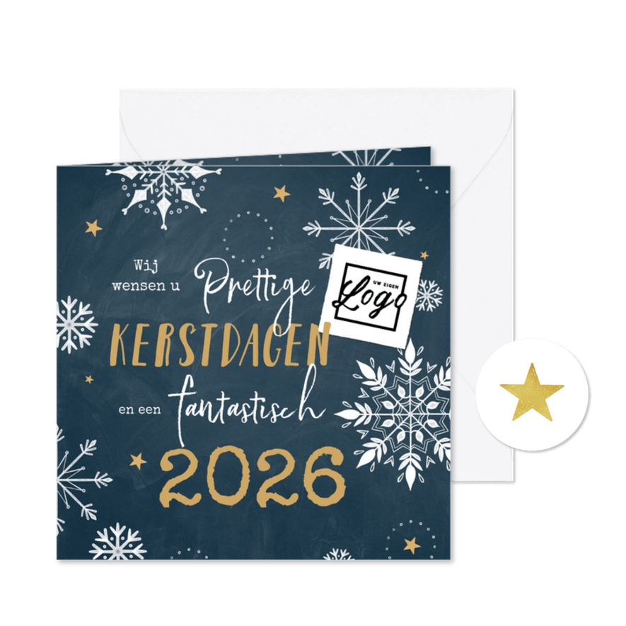 Zakelijke kerstkaart sneeuwvlokjes hip 2026 - Kaartimpressie