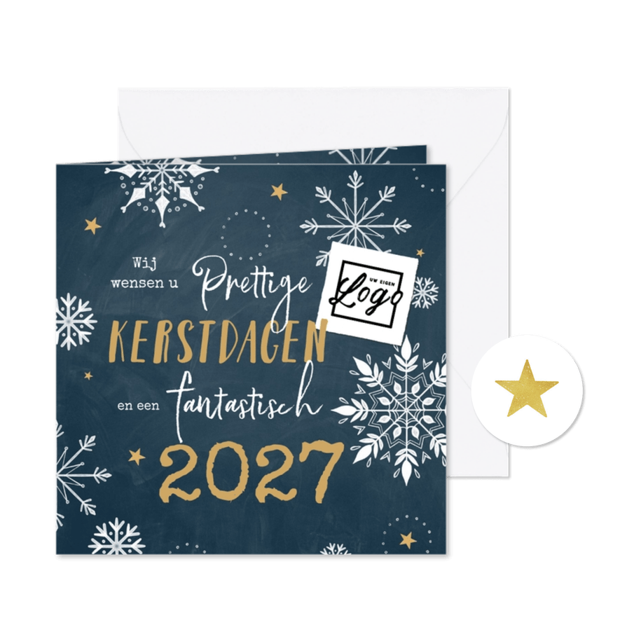 Zakelijke kerstkaart sneeuwvlokjes hip 2027 - Kaartimpressie