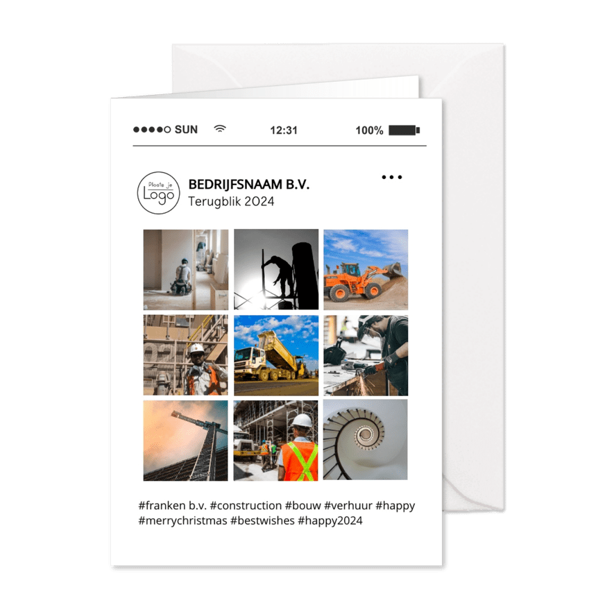 Zakelijke kerstkaart social media tijdlijn terugblik op 2024 - Kaartimpressie