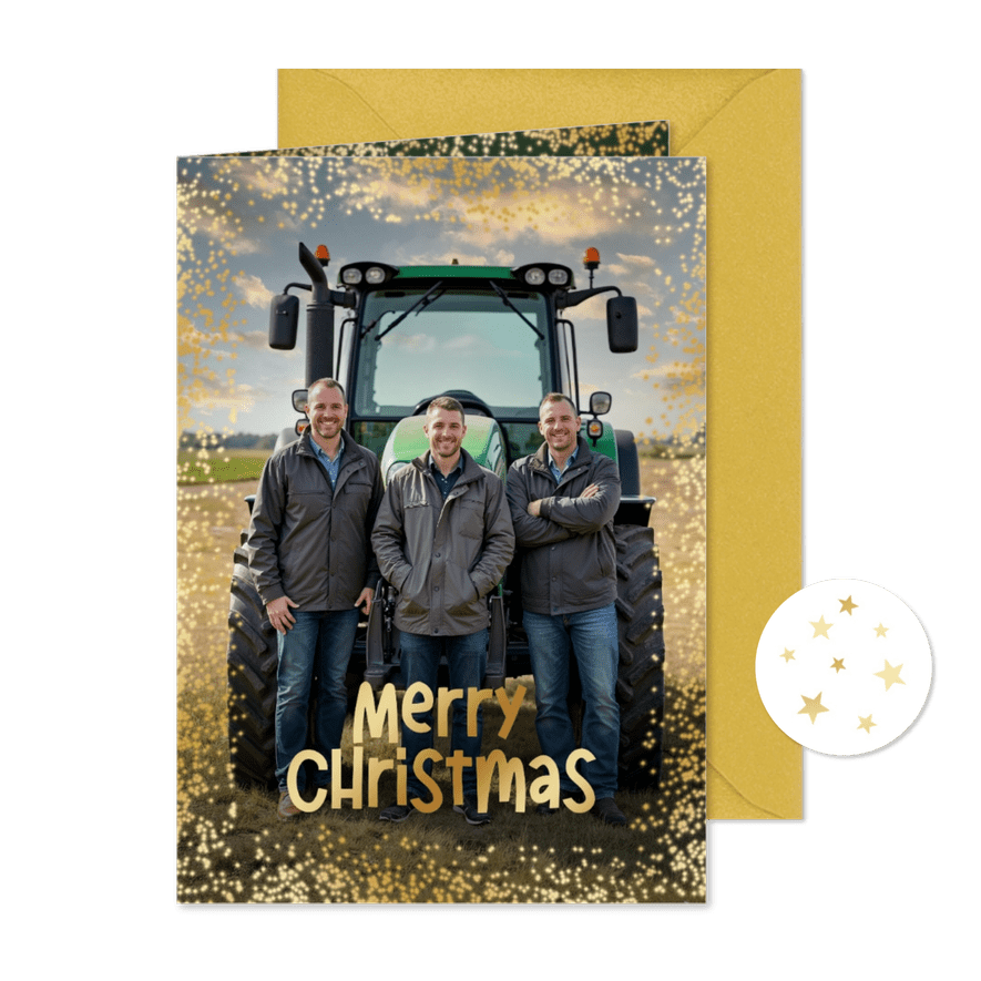 Zakelijke kerstkaart sprankelend merry christmas foto - Kaartimpressie