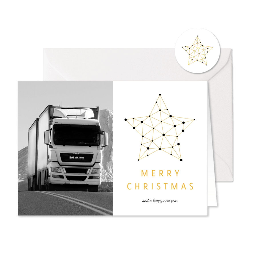 Zakelijke kerstkaart ster staat voor verbinding en foto - Kaartimpressie