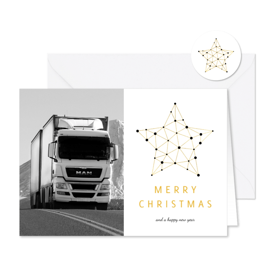 Zakelijke kerstkaart ster staat voor verbinding en foto - Kaartimpressie