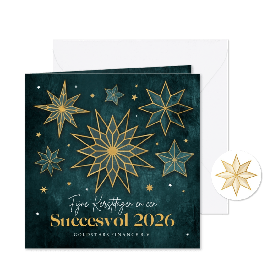 Zakelijke kerstkaart sterren logo chique goud succesvol - Kaartimpressie
