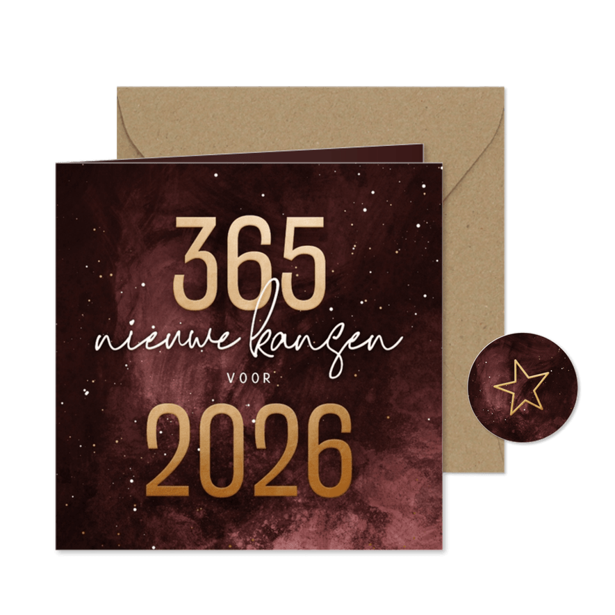 Zakelijke kerstkaart stijlvol 365 nieuwe kansen voor 2026 - Kaartimpressie