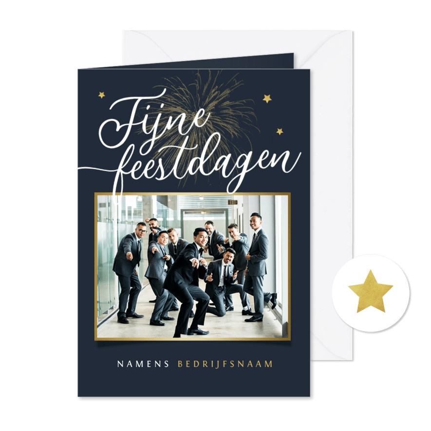 Zakelijke kerstkaart stijlvol fijne feestdagen vuurwerk foto - Kaartimpressie