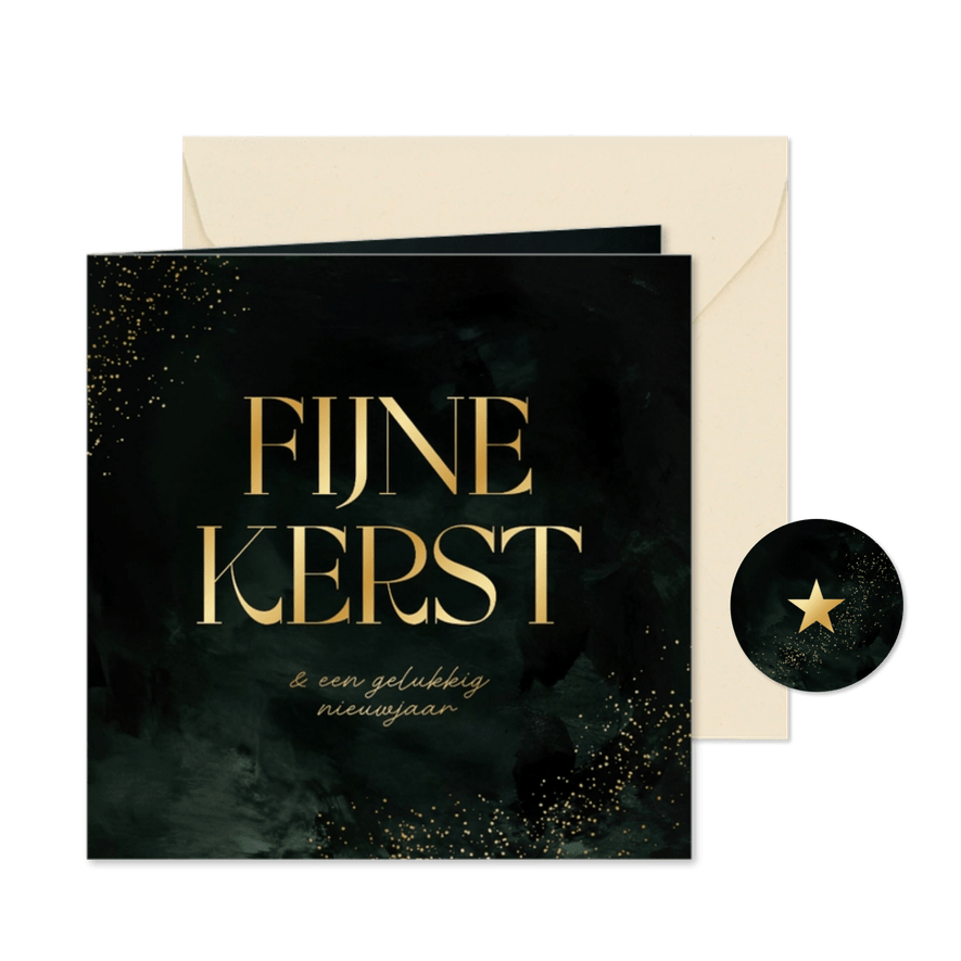 Zakelijke kerstkaart stijlvol goud fijne kerst spetters - Kaartimpressie