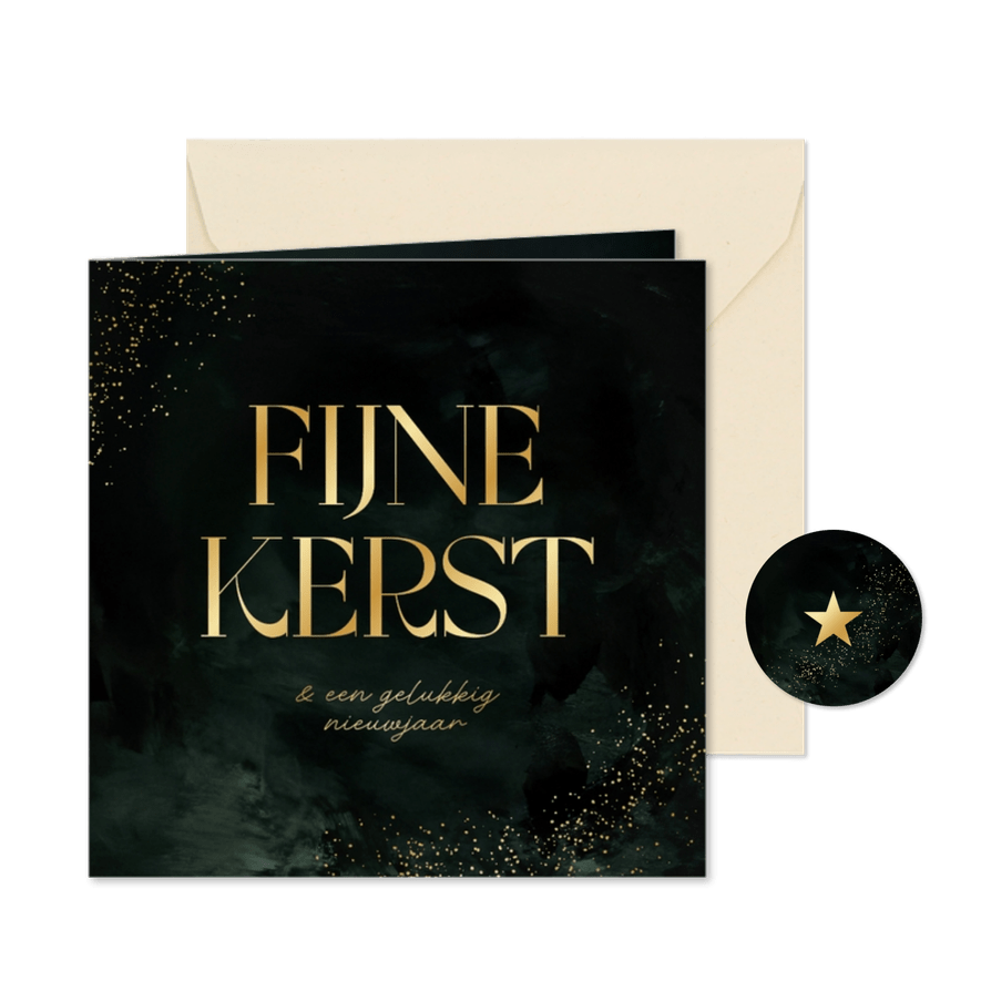 Zakelijke kerstkaart stijlvol goud fijne kerst spetters - Kaartimpressie