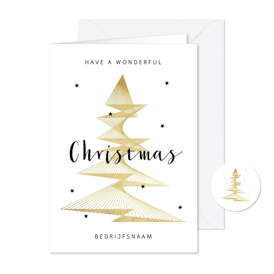 Zakelijke kerstkaart stijlvol goud grafisch sterren - Kaartimpressie