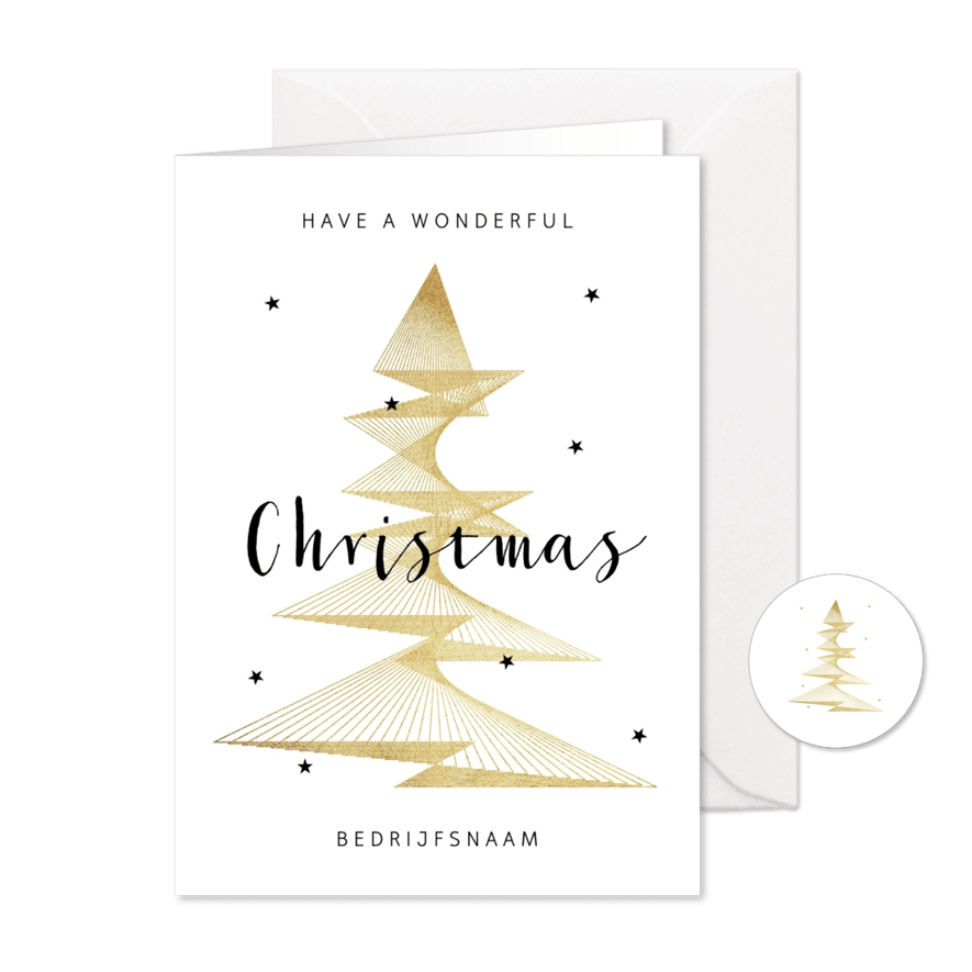 Zakelijke kerstkaart stijlvol goud grafisch sterren - Kaartimpressie