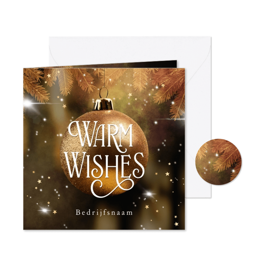 Zakelijke kerstkaart stijlvol kerstbal glitter sterren - Kaartimpressie