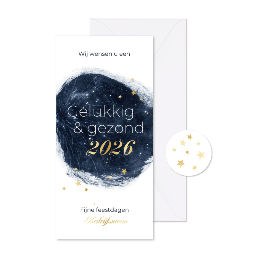 Zakelijke kerstkaart stijlvol waterverf sterren vuurwerk - Kaartimpressie