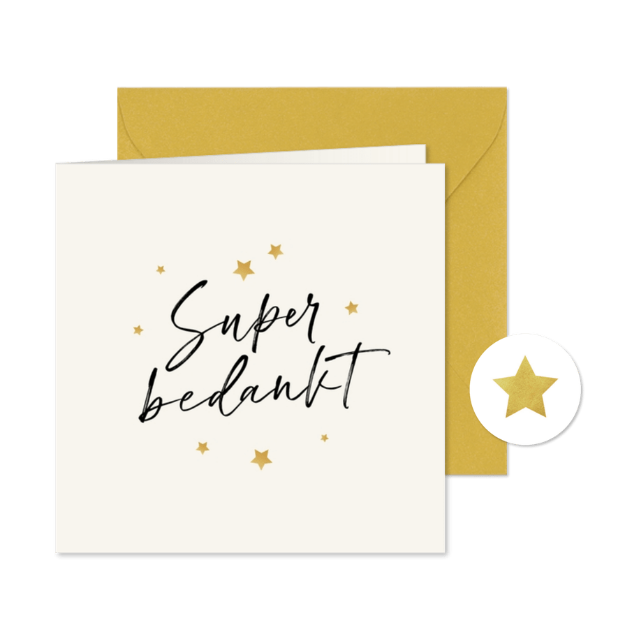 Zakelijke kerstkaart super bedankt sterretjes feestdagen - Kaartimpressie