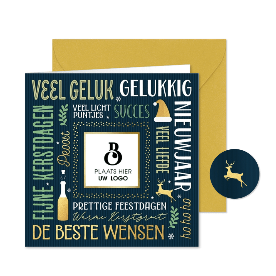 Zakelijke kerstkaart teksten en logo - Kaartimpressie