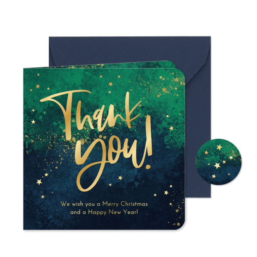 Zakelijke kerstkaart thank you bedankt sterren verf abstract - Kaartimpressie