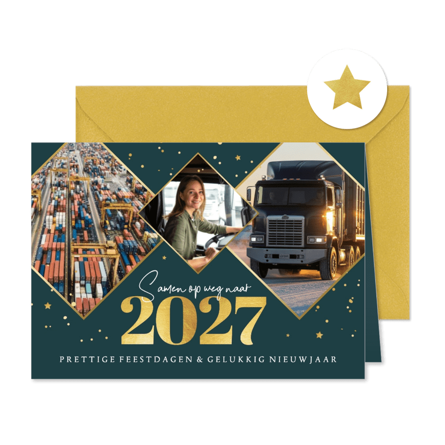 Zakelijke kerstkaart transport 2027 fijne feestdagen - Kaartimpressie