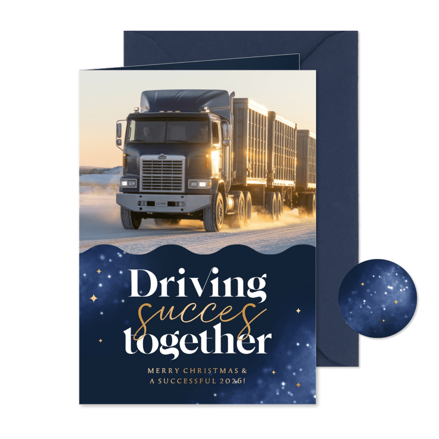 Zakelijke kerstkaart transport foto sparkles internationaal - Kaartimpressie