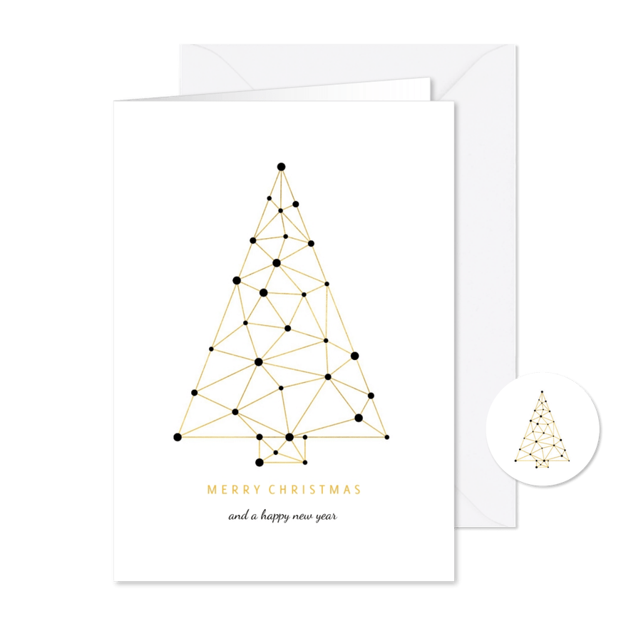 Zakelijke kerstkaart verbinding gouden kerstboom - Kaartimpressie