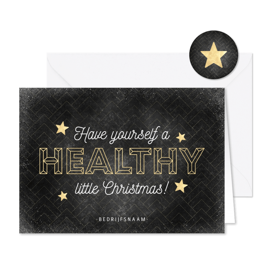 Zakelijke kerstkaart vintage patroon 'healthy Christmas' - Kaartimpressie
