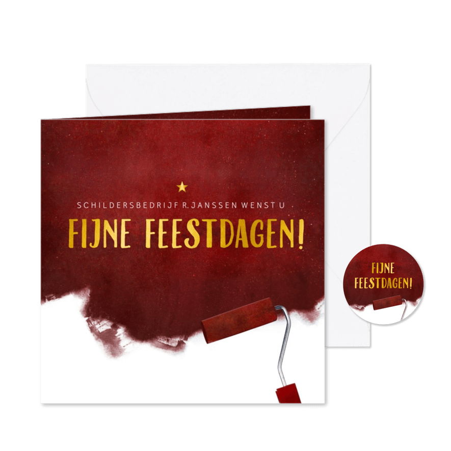 Zakelijke kerstkaart voor een schilder met verfroller - Kaartimpressie