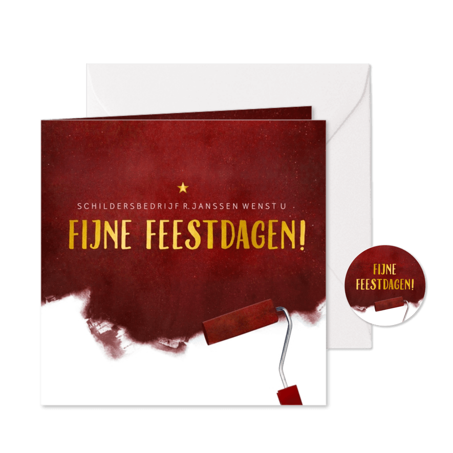 Zakelijke kerstkaart voor een schilder met verfroller - Kaartimpressie