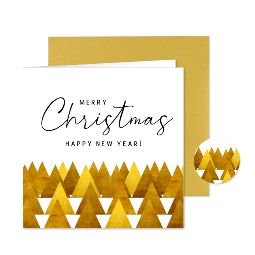 Zakelijke kerstkaart winterbos goud - Kaartimpressie