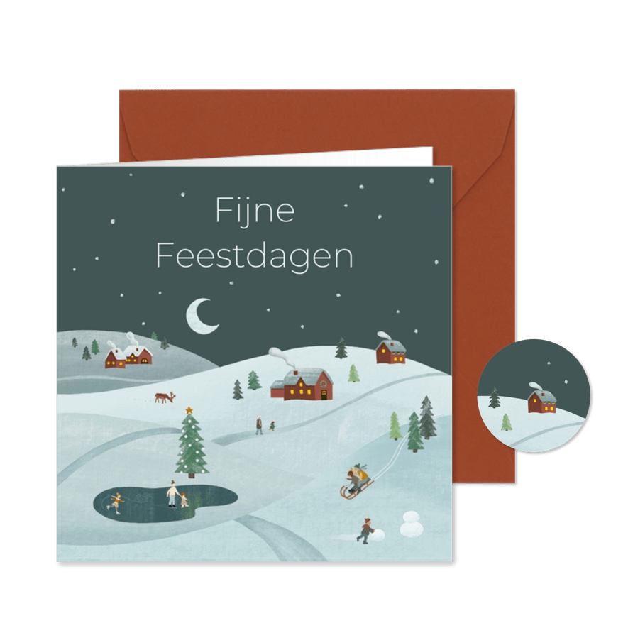 Zakelijke kerstkaart winterlandschap - Kaartimpressie