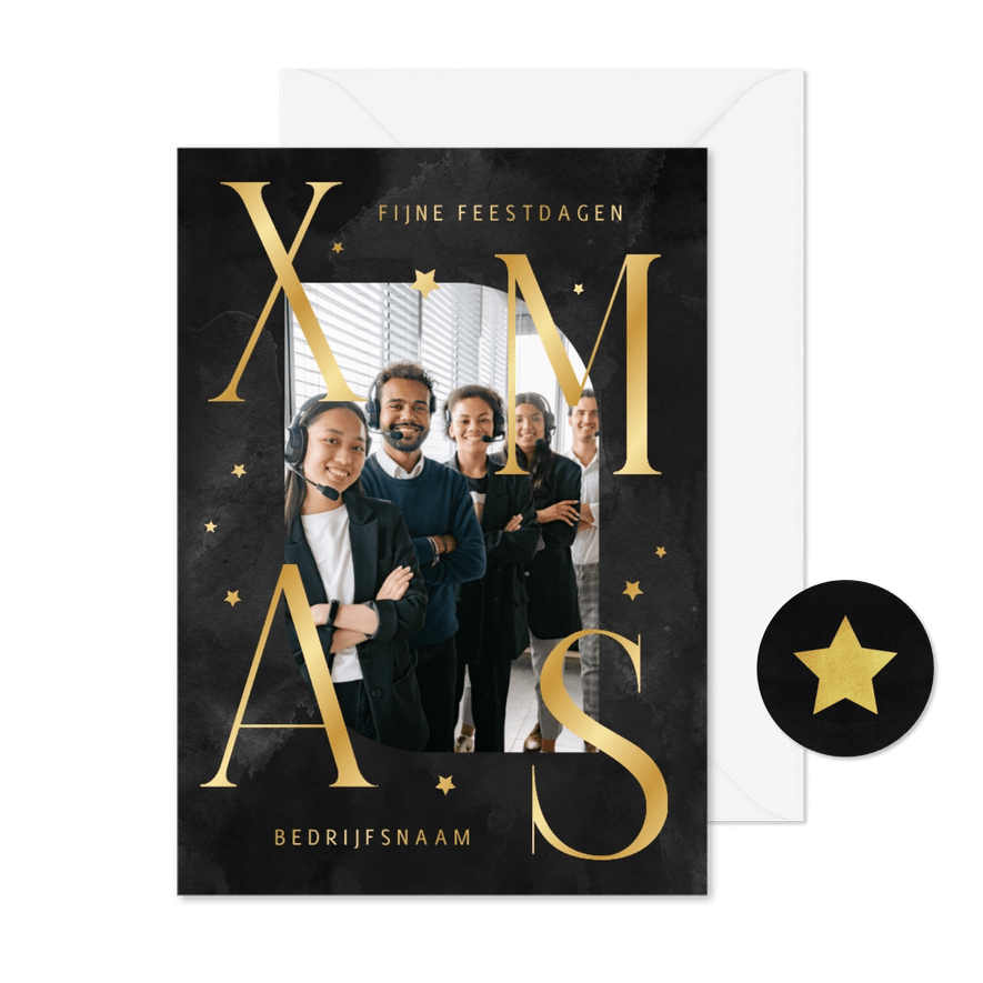 Zakelijke kerstkaart xmas stijlvol foto fijne feestdagen - Kaartimpressie