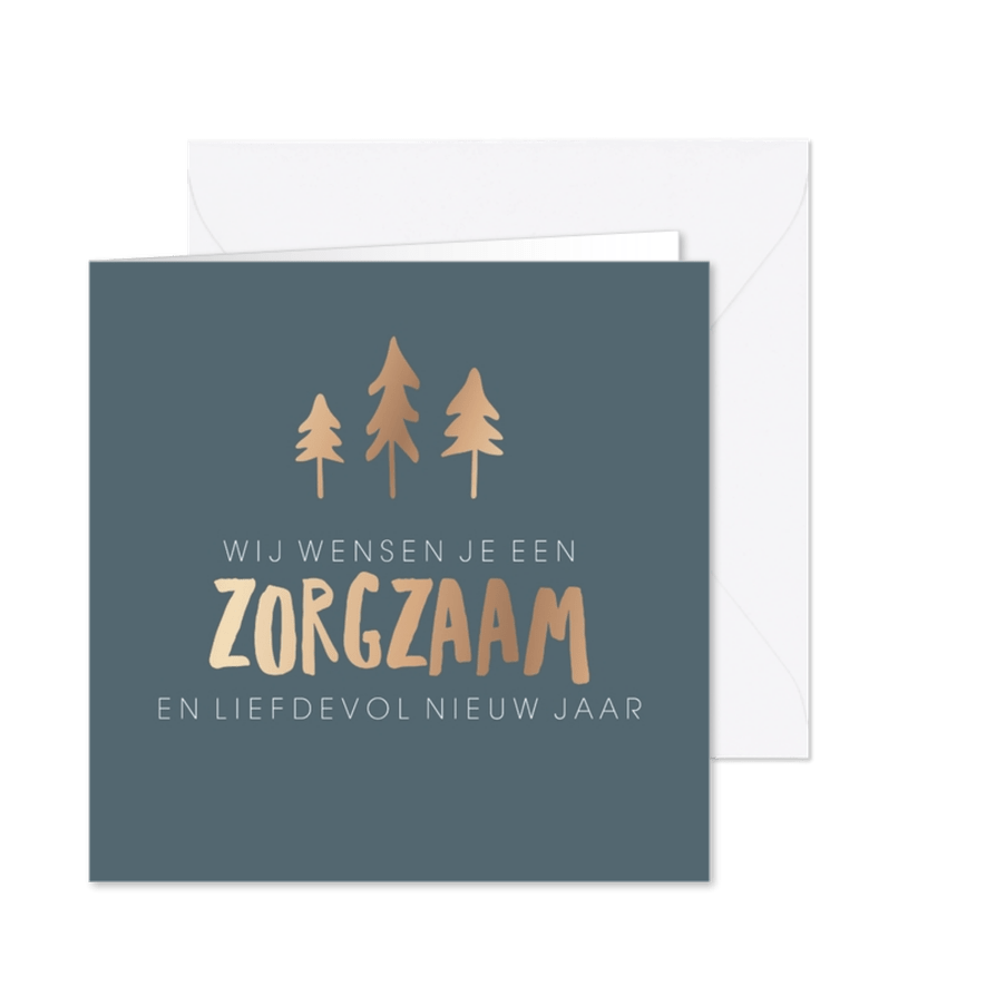 Zakelijke kerstkaart 'Zorgzaam nieuwjaar' - Kaartimpressie