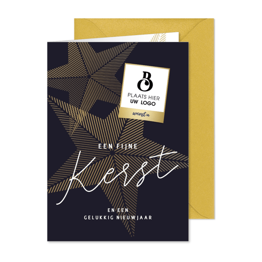 Zakelijke kerstkaarten retro sterren en logo - Kaartimpressie