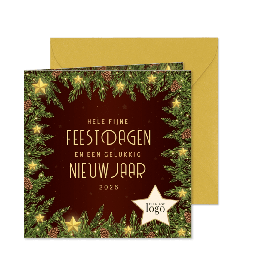 Zakelijke kersttakken met sterren - Kaartimpressie