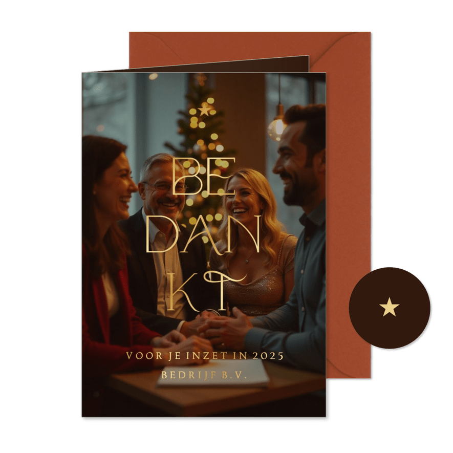 Zakelijke nieuwjaarkaart grote foto bedankt transparant - Kaartimpressie