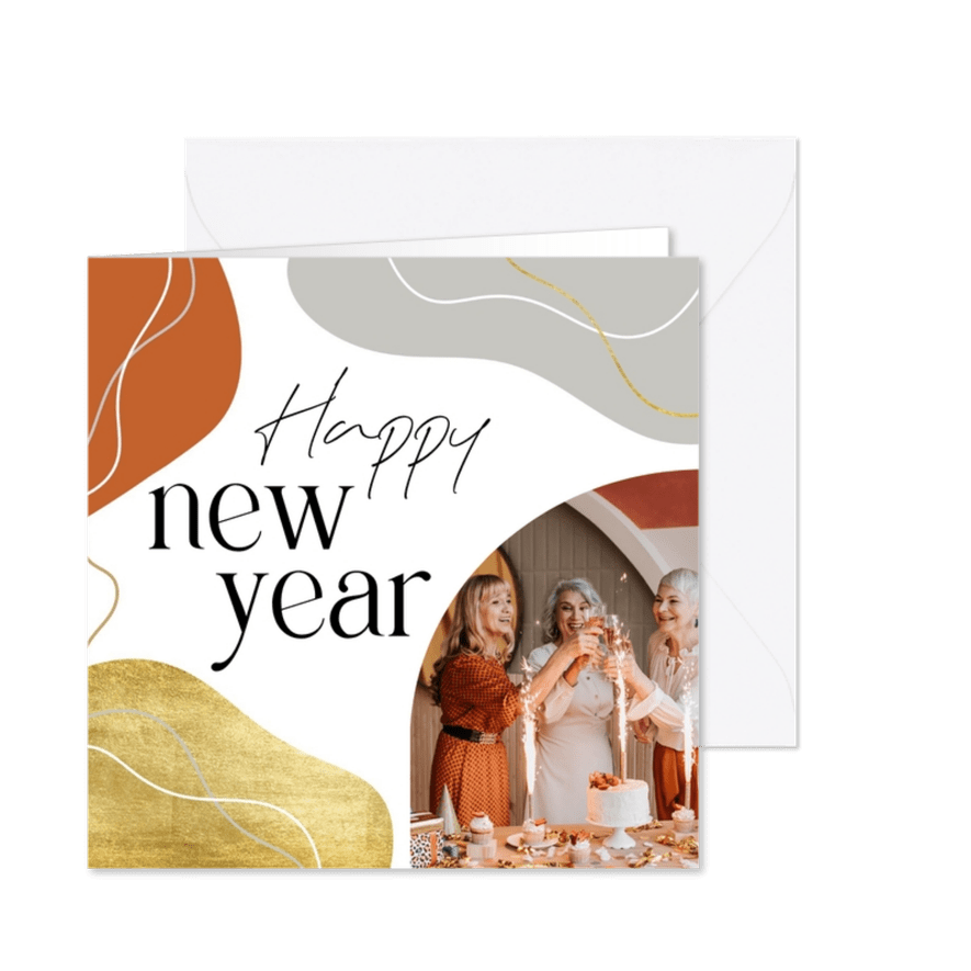 Zakelijke nieuwjaarskaart abstracte vormen en foto - Kaartimpressie