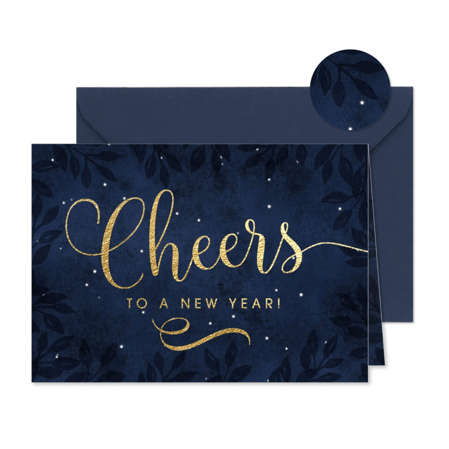 Zakelijke nieuwjaarskaart Cheers to a new year! - Kaartimpressie
