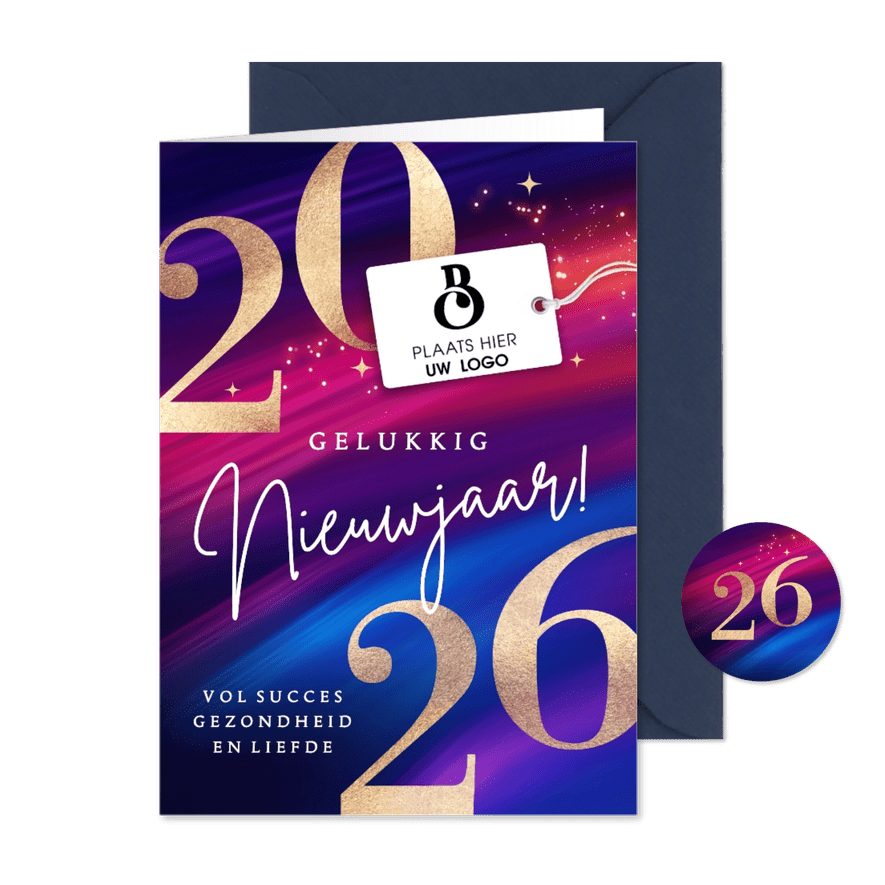 Zakelijke nieuwjaarskaart met logo 2026 - Kaartimpressie