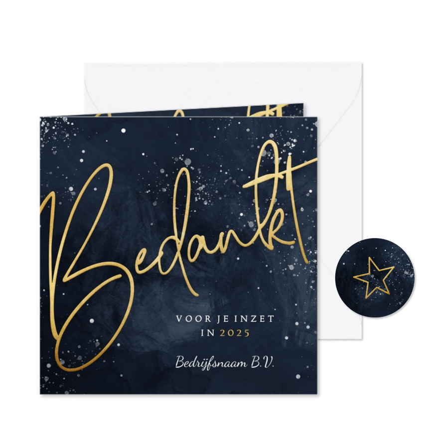 Zakelijke nieuwjaarskaart stijlvol bedankt in goudlook - Kaartimpressie