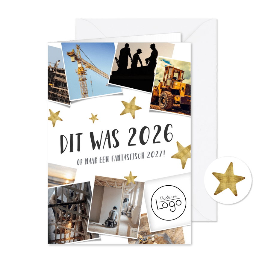 Zakelijke nieuwjaarskaart terugblijk 2026 fotocollage - Kaartimpressie