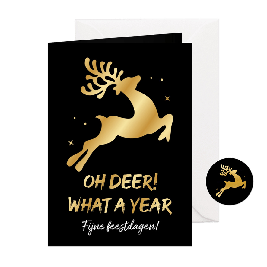 Zakelijke terugblik kerstkaart oh deer what a year - Kaartimpressie