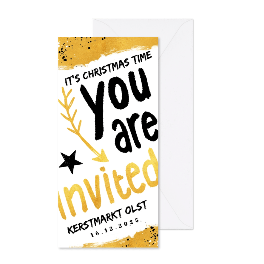 Zakelijke uitnodiging kerstmarkt hip en feestelijk - Kaartimpressie