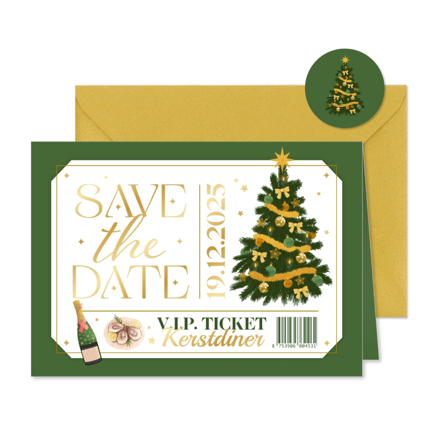 Zakelijke uitnodigingskaart vip ticket kerstdiner kerstboom - Kaartimpressie